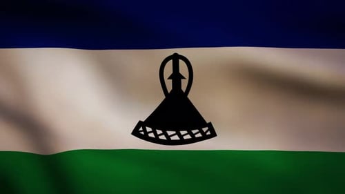 Dynamic Lesotho National Flag Waving in Wind