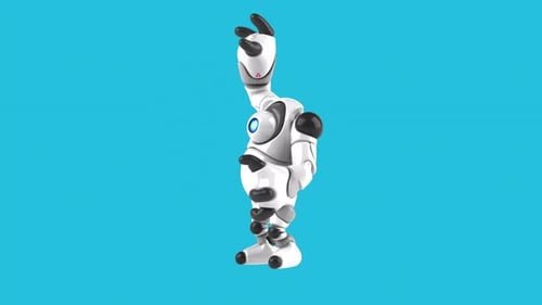 Fun 3D cartoon robot waving (with alpha channel)