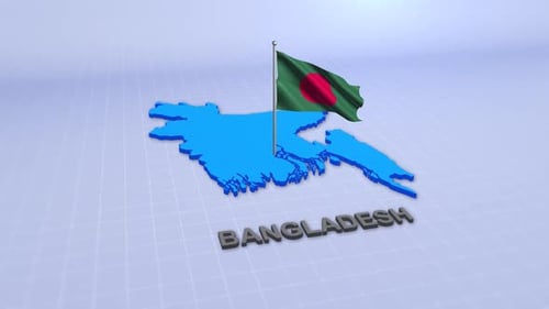 Bangladesh 3D Map and Waving Flag Animation
