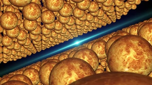 Abstract Cosmic Tunnel Journey with Textured Spheres Animation