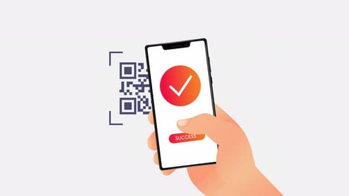 Animated QR Code Scanning Success on Smartphone
