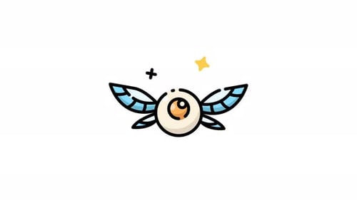 Halloween: Ein gruseliges fliegendes Auge mit Flügeln und Beinen, bewegtes Grafikdesign