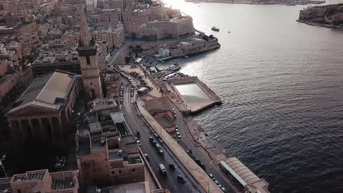 MALTA CATHEDRAL DRONE VIDEO PAN BACKWARDS