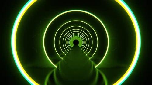 Light Green Elegant Dark Sci Fi Tunnel Background Vj Loop l 4K