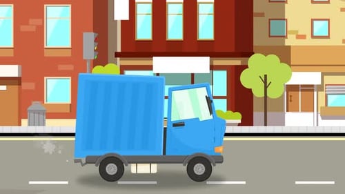 Small Truck drive street 4K