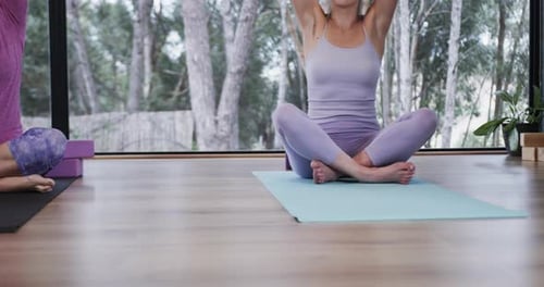 Women Practicing Yoga and Wellness Indoors