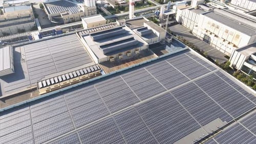 Solar power station on factory rooftop