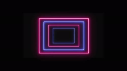 Abstract Neon Glowing Squares Tunnel Seamless Loop Animation