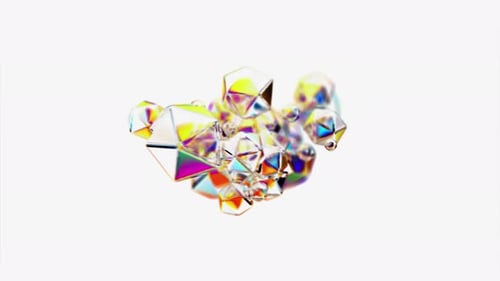 Abstract Polygonal Glass Shapes Animation Loop