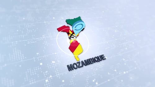 Mozambique Map Flag Reveal with Location Pin Animation