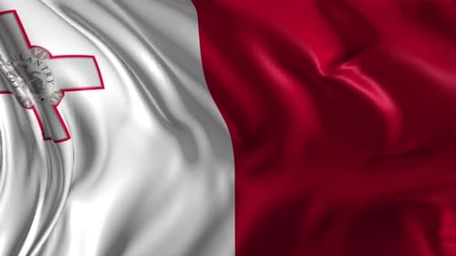 Realistic 3D Render of Waving Malta National Flag