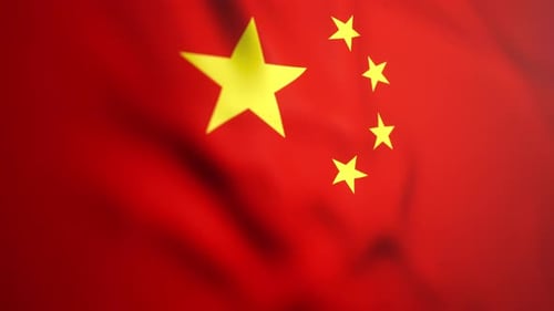 Waving China Flag with Yellow Stars