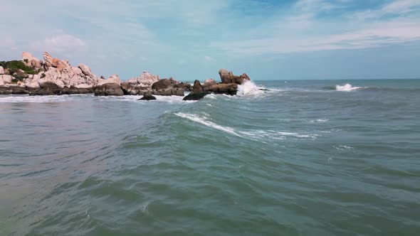 Beautiful Rocky Rocky Shore Sticking Out Sharp Small Rocks and Sea ...