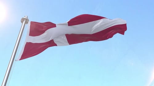 Denmark Flag Waving In The Sky