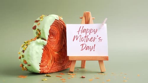 HAPPY MOTHER'S DAY Greeting Card Delicious Fresh Croissant Topped with Matcha Green Tea Flavor