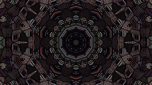 4K of smooth lines waves glittering light effect on round shape in center, black background