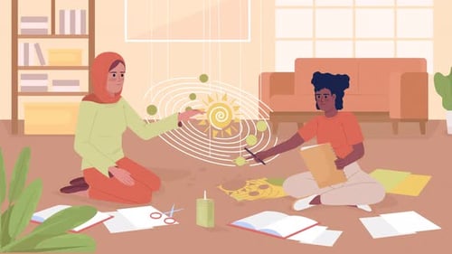 Animated Flat Design Solar System Model for Science Education