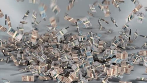 Algeria Money - Dinar Stacked Money Falling - Algerian Currency