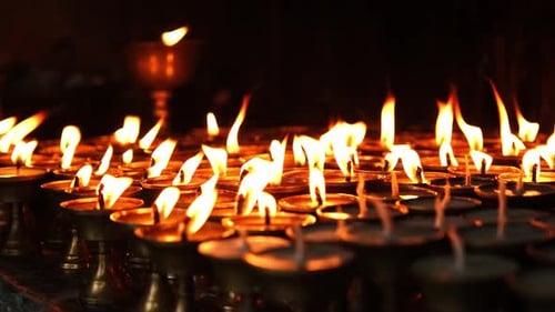 Nepalese Candles At Temple