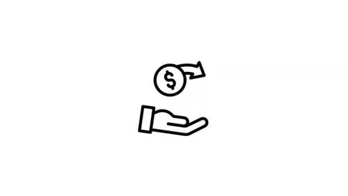 Animated Flat Icon of Hand Receiving Dollar Coin