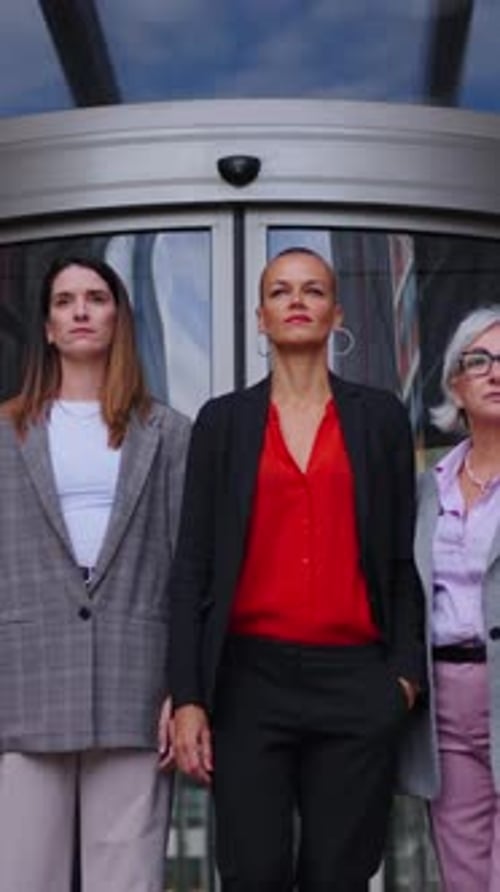 Confident Business Women Standing Outside Office Building