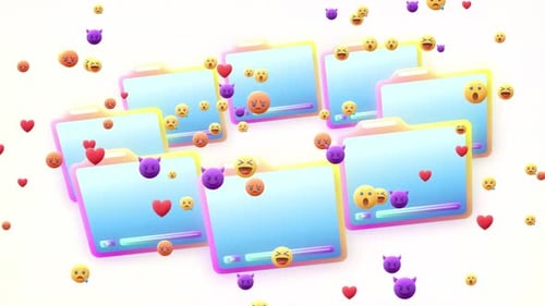 Dynamic Emoji Reactions Flowing Across Player Interfaces Animated Background