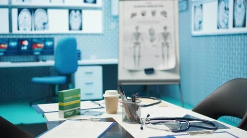 Empty Office in a Private Clinic Designed with x Ray Machine and Modern Tools