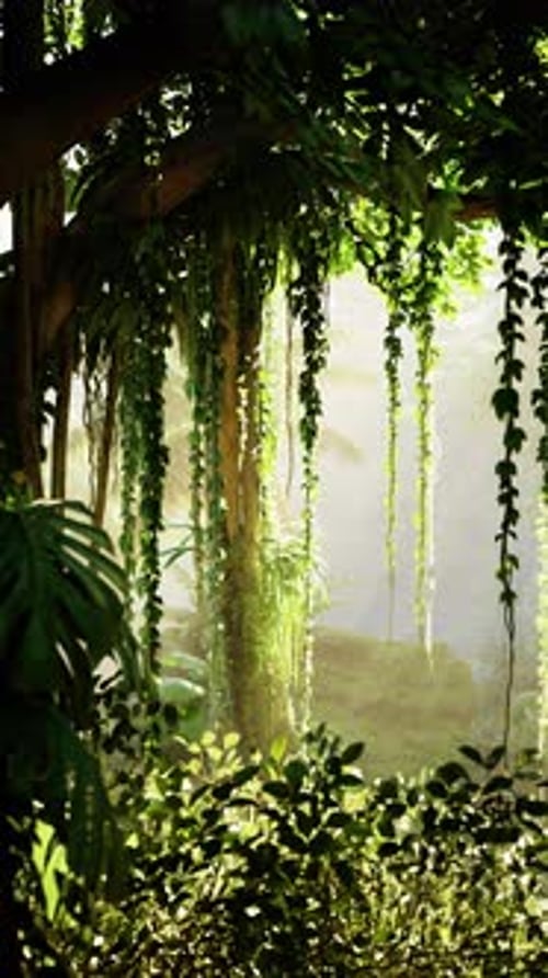 Dense Green Forest With Abundant Trees