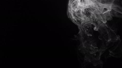 Abstract White Smoke Rising on Black Background
