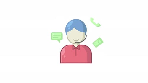flat call center man icon animation motion graphic video