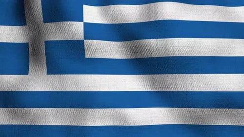 Realistic Waving Greece Flag Animation Seamless Loop