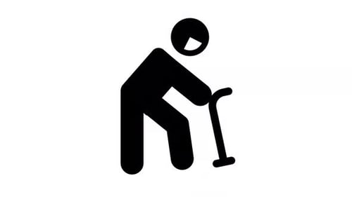 Animated Elderly Person Walking with Cane Icon