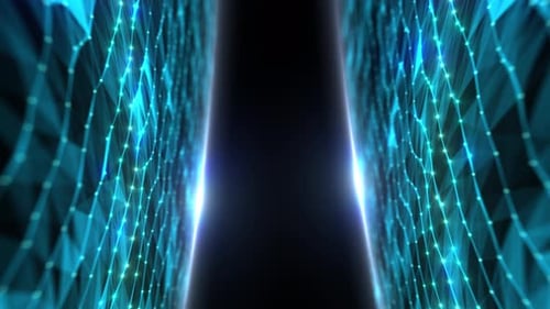 Futuristic Digital Network Tunnel Loop Animation