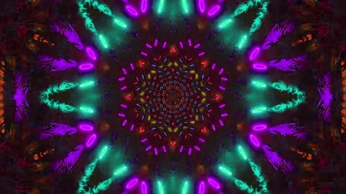 Abstract Neon Geometric Psychedelic Mandala Loop