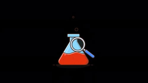 Animated Science Lab Flask Analysis Illustration