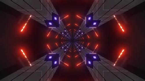 Futuristic tunnel with glowing lights
