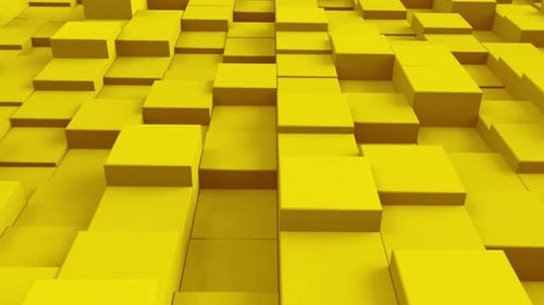 Abstrakter 3D-Würfel, geometrischer Hintergrund, gelb