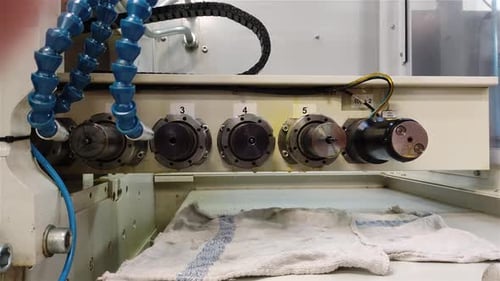 View of cnc machine working. Machining a tube