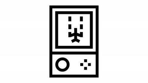 Minimalist Handheld Game Console With Pixel Airplane Animation