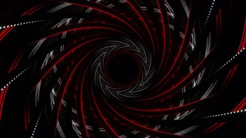 Red And White Spiral Neon Ribbon Background Vj Loop In 4K