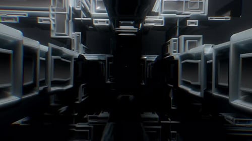 Abstract Geometric Tunnel Loop Background with Futuristic Cubes