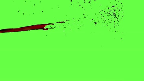 Carnage Collection: Chroma keying effect of a blood stream shooting at the left side on the screen w