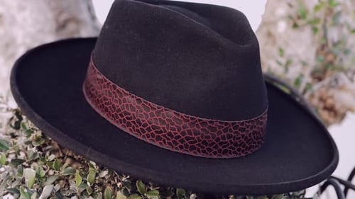 Fashionable Black Hat Close Up, Stylish Headwear