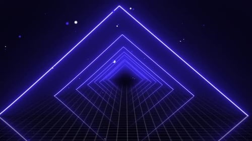 Neon Triangle Tunnel Blue Animation Background