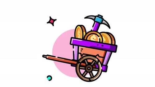 Cartoon Gold Mine Cart: Riches, Treasure, and Mining