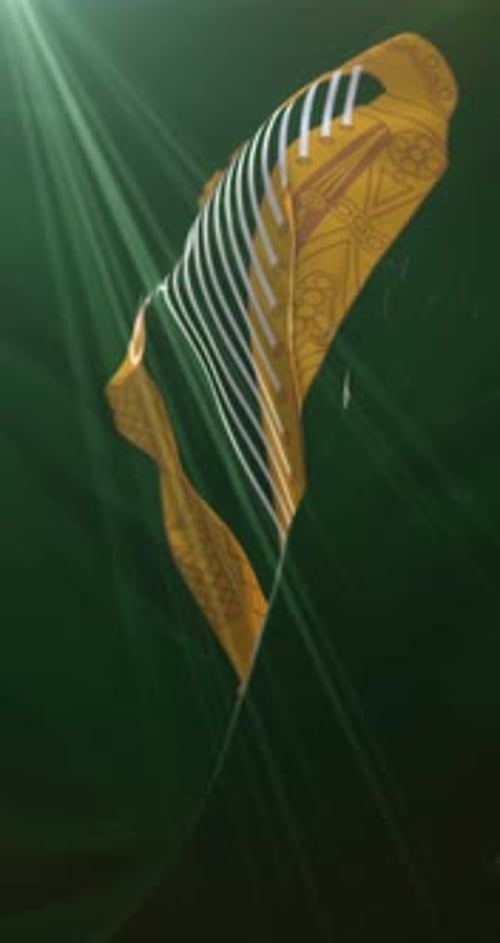 Decorative Golden Harp Fluid Animation with Light Rays