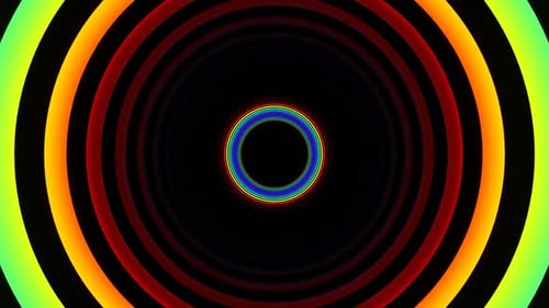 Rainbow Glossy Rings Tunnel Background Vj Loop In HD