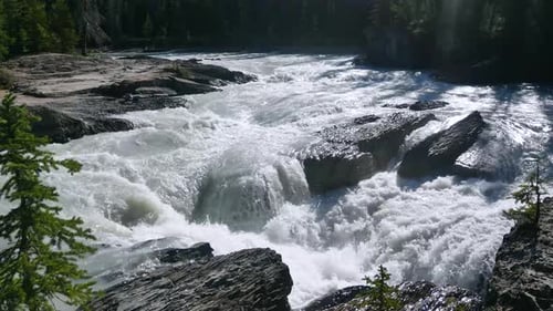 Natural landscape view of water fall in natural bridge,Afon Emerald,Yoho National Park,Alberta,Canad