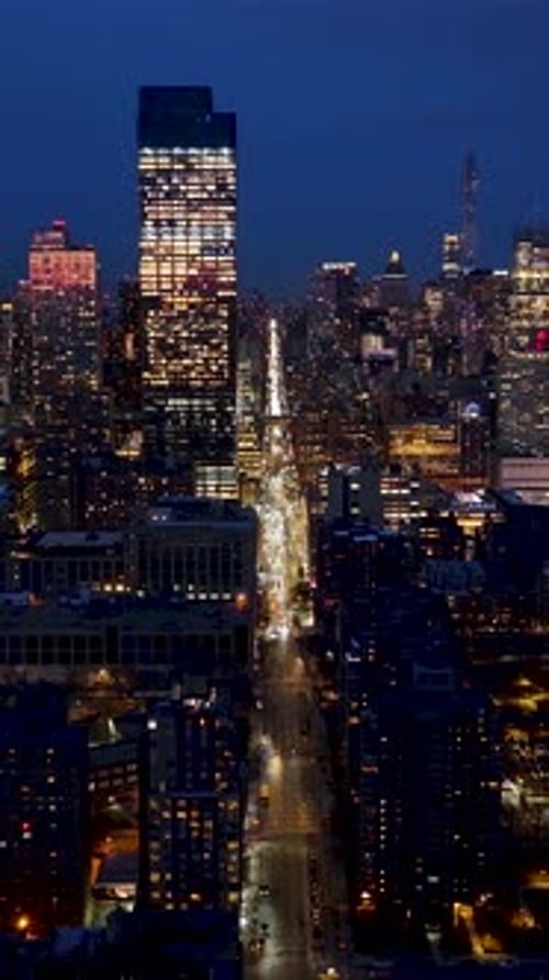 Night Skyline of New York Skyline At Manhattan In New York United States.