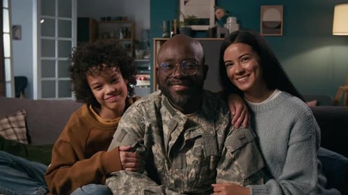 Family Portrait with Dad in Army Uniform